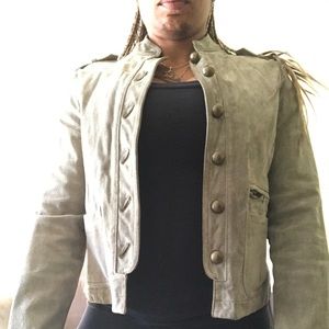 Wilson’s Leather: Olive green suede jacket